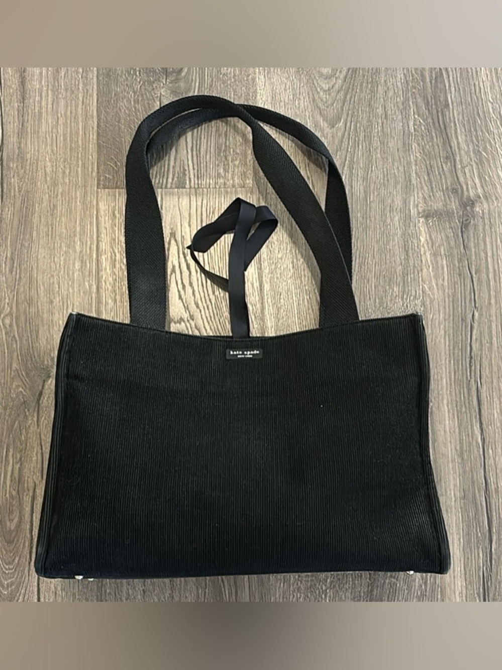 Kate Spade Black Corduroy Tote Bag